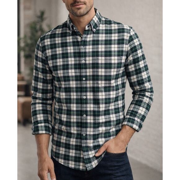 Mizzen Main Mens Medium Trim City Flannel Shirt Plaid Twill Performance NWT